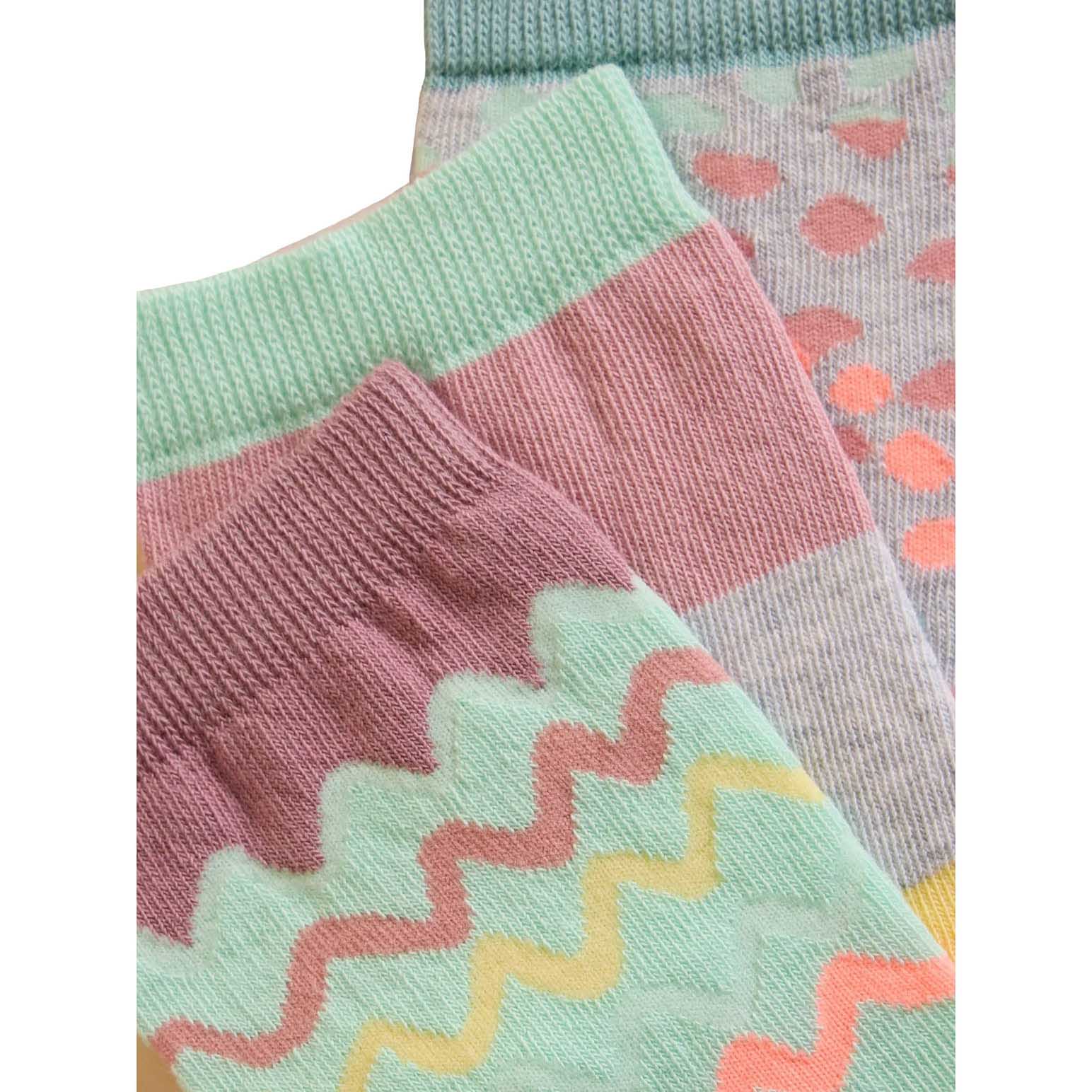 White Stuff 3Pk Squiggle Ankle Socks